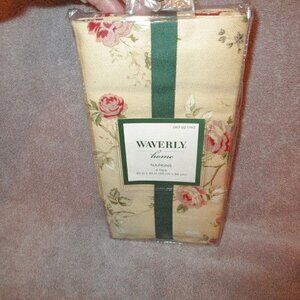 Vtg Waverly Sonata Rose Floral Harbor House Cotton Dinner Napkin Set Of 4 NEW